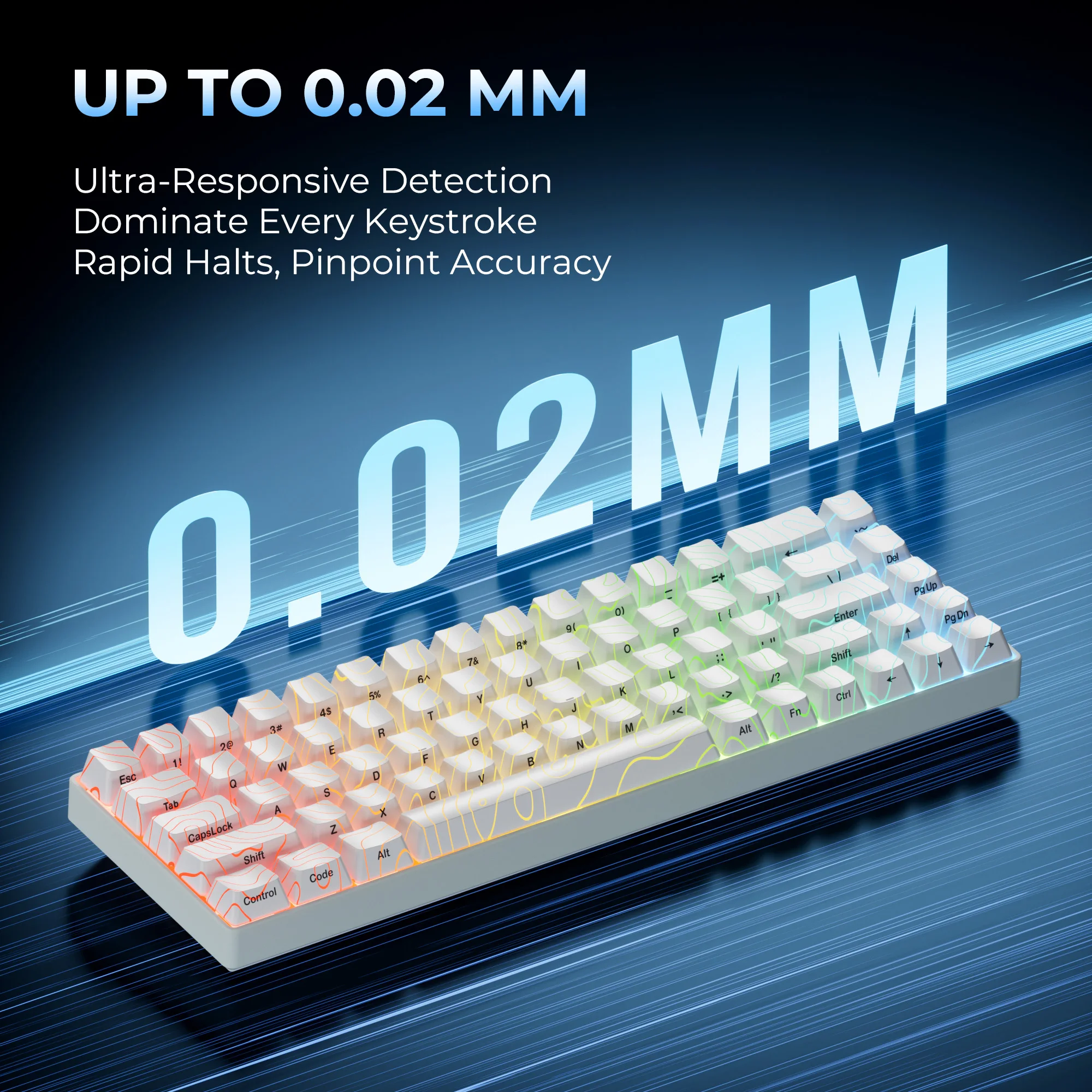 XVX HE68 Keyboard Mekanis Sakelar Magnetik Putih 60% Pemicu Cepat 0.02Mm 8K/1K Kembali 68 Tombol Keybaord Gaming Berkabel