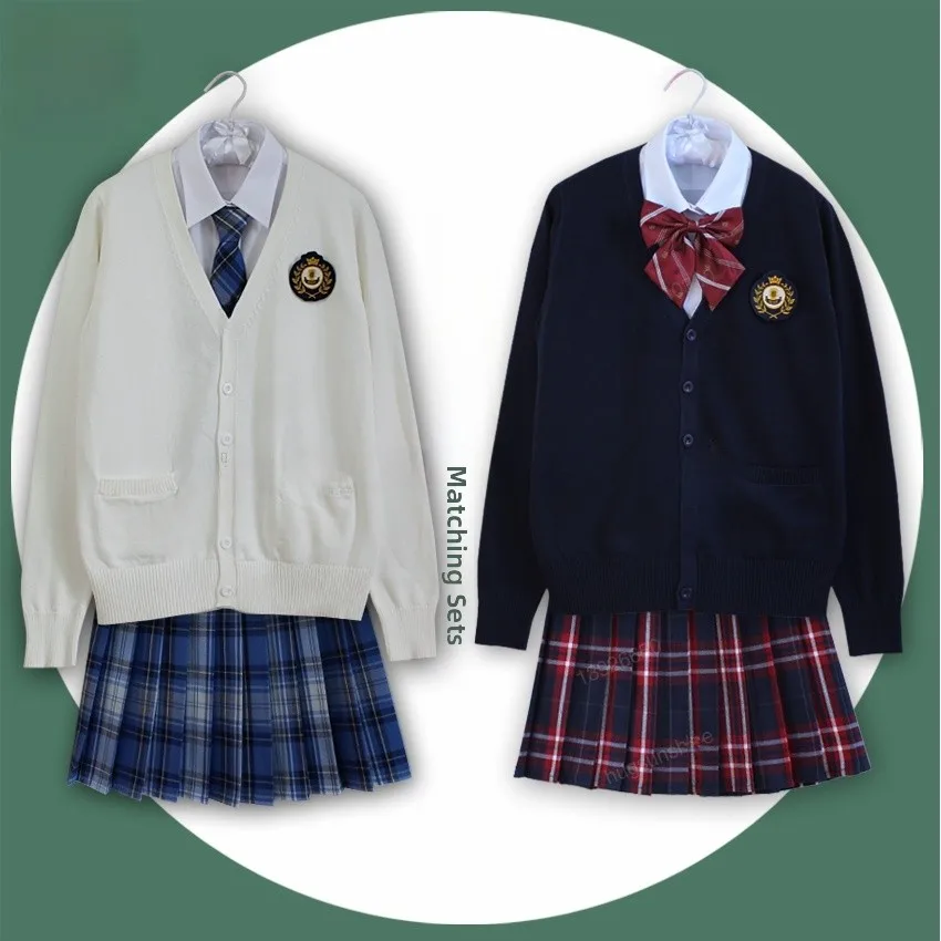 

Комплект вязаного кардигана с длинными рукавами в японском стиле для школьной формы, студенческой формы, униформы для девочек в стиле колледжа