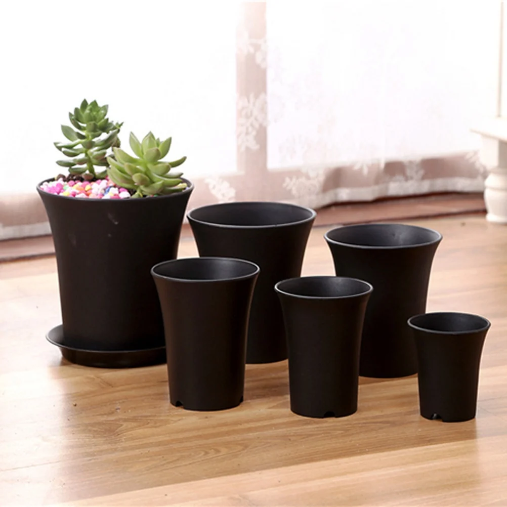 

Planters Plastic Flower Pot Pots for Indoor Plants Mini Succulent Flowerpot Decor Black
