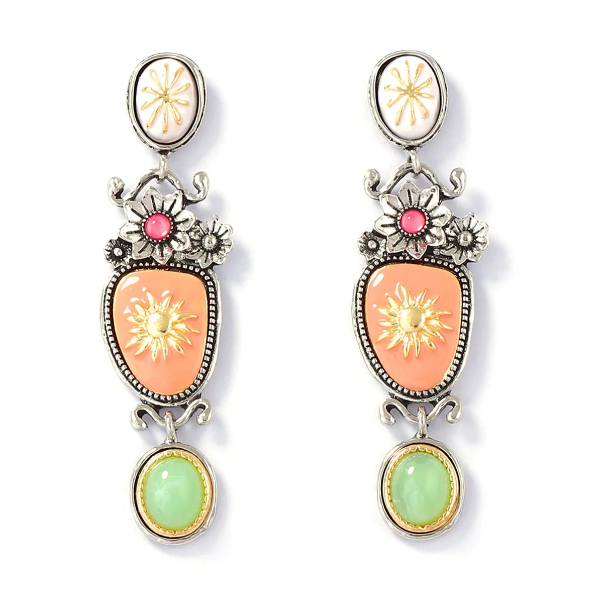 

New ZAA Vintage Personality Alloy Drop Oil Flower Geometric Dangle Earrings for Women Holiday Party Jewelry Gifts