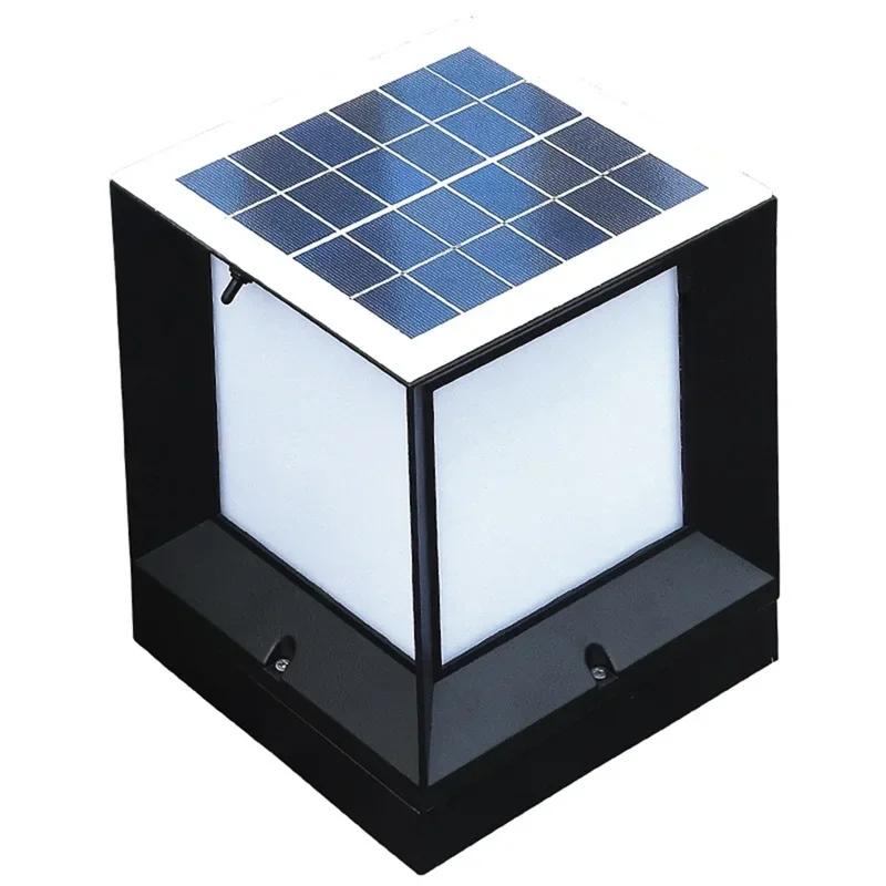 CEDRIC Solar Modern Wall Outdoor Cube Light LED Waterproof Pillar Post Lamp Fixtures for Home Garden