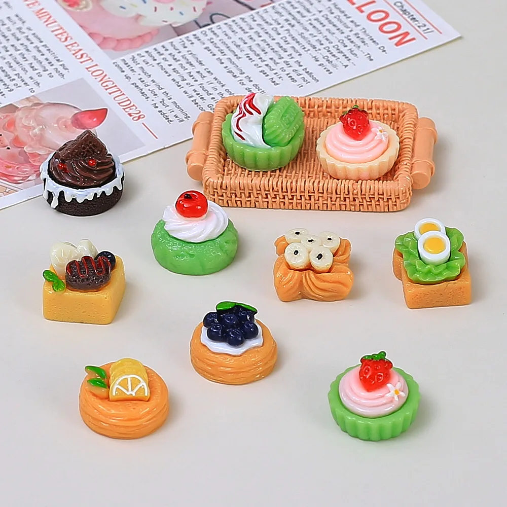 10pcs Simulated three-dimensional cake edible toy DIY handmade cream glue accessories resin small ornaments