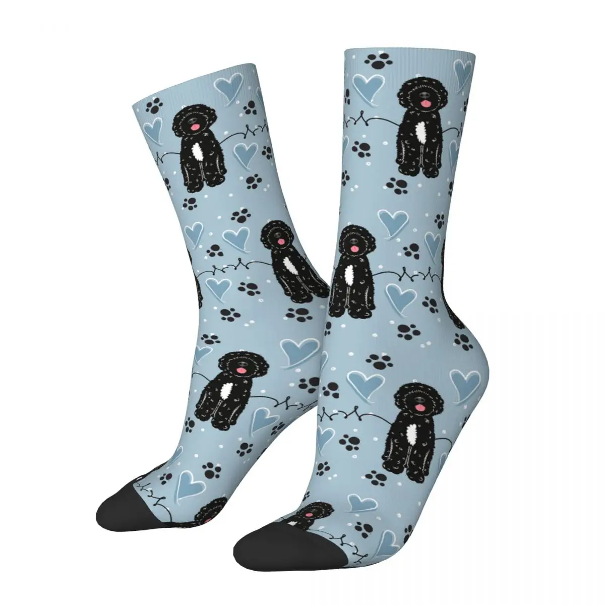 

Love Black White Portuguese Water Dog Socks Harajuku Super Soft Stockings All Season Long Socks for Unisex Birthday Present