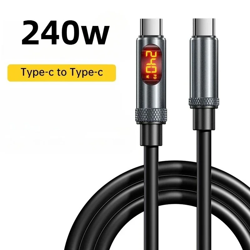 

LED Display PD240W USB C to USB C Cable For iPhone 15 16 Pro 5A Fast Charging Type-C Data Cord For MacBook Pro Xiaomi Samsung