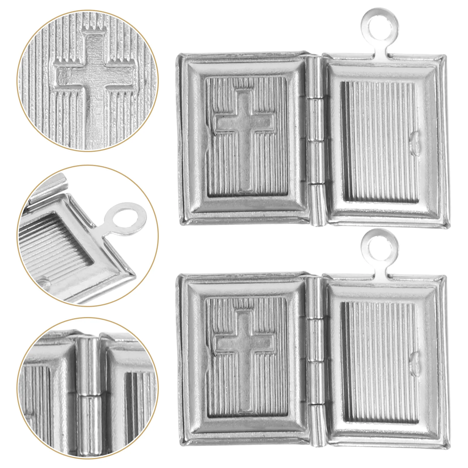 

5 Pcs Photo Box Pendant Stainless Steel Religious Locket Necklace Pendants Blank Chain Diy Accessories Jewelry Components