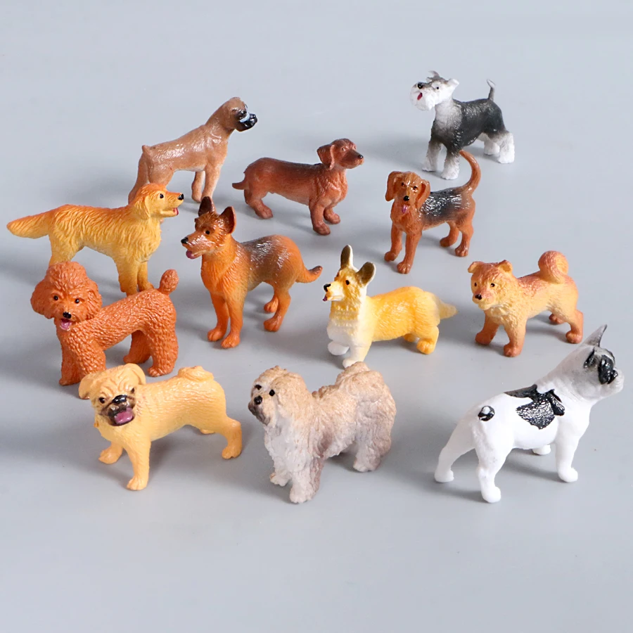 Realistic French Bulldog,Golden Retriever,Collie Model Set 8pcs/12pcs,PVC Solid Plastic Action Figure Figurine Collectible Toys