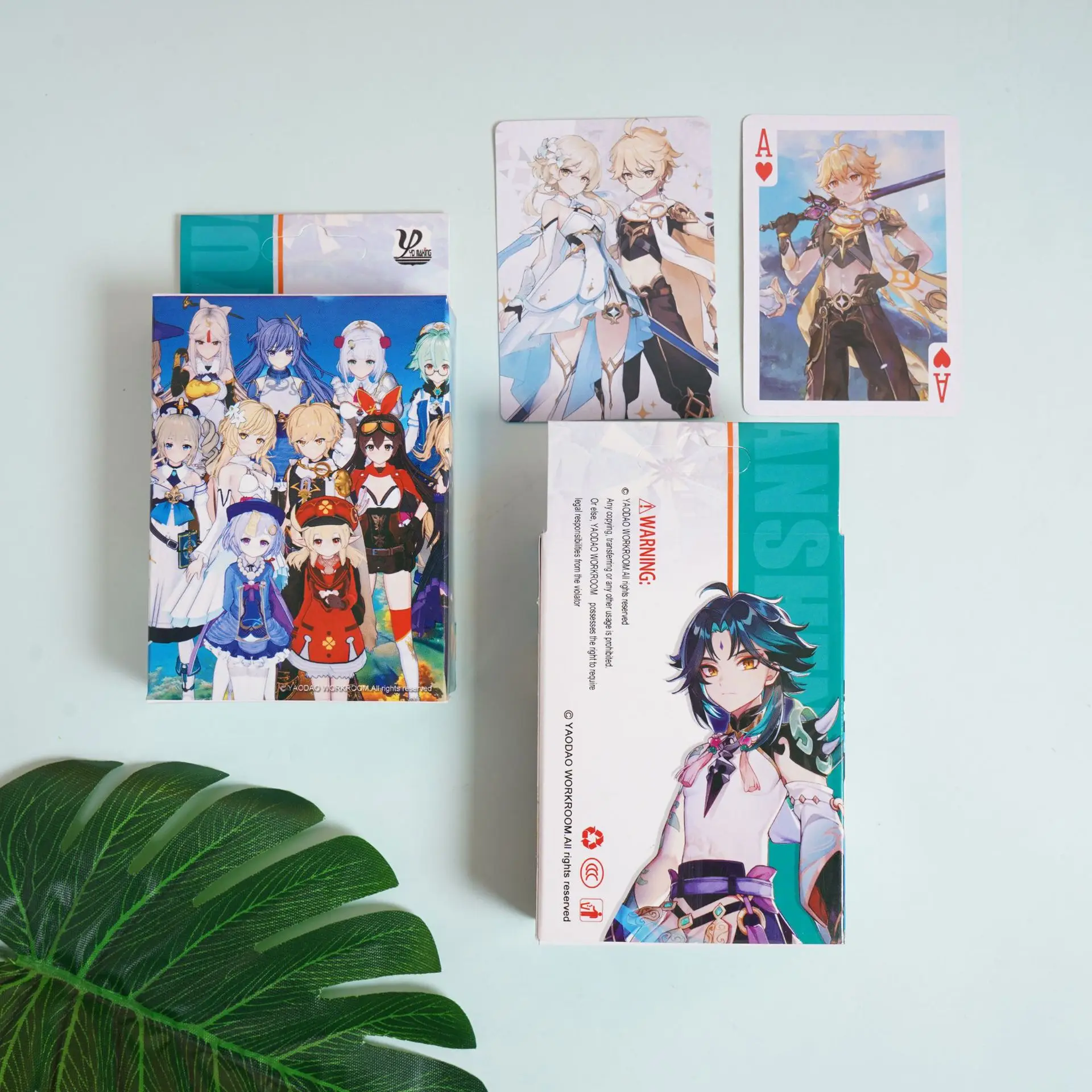

New Anime Genshin Impact Playing Card Game Card Group Creative Cartoon Waterproof Poker Suit Magic Poker Package Board Toys