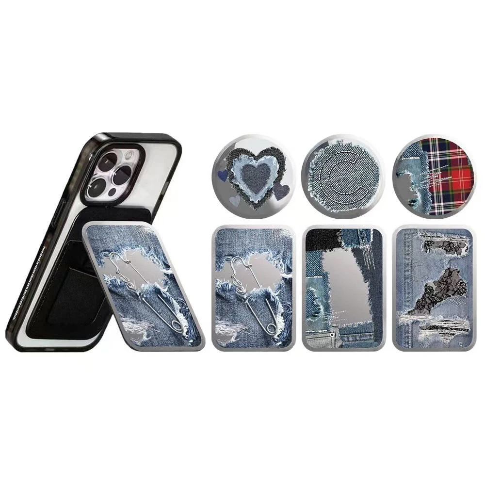 

Ripped Jeans Magnetic Folding Black Phone Stand for IPhone 12 13 14 15 16 Pro Max Holder Mount Support for S25 Ultra