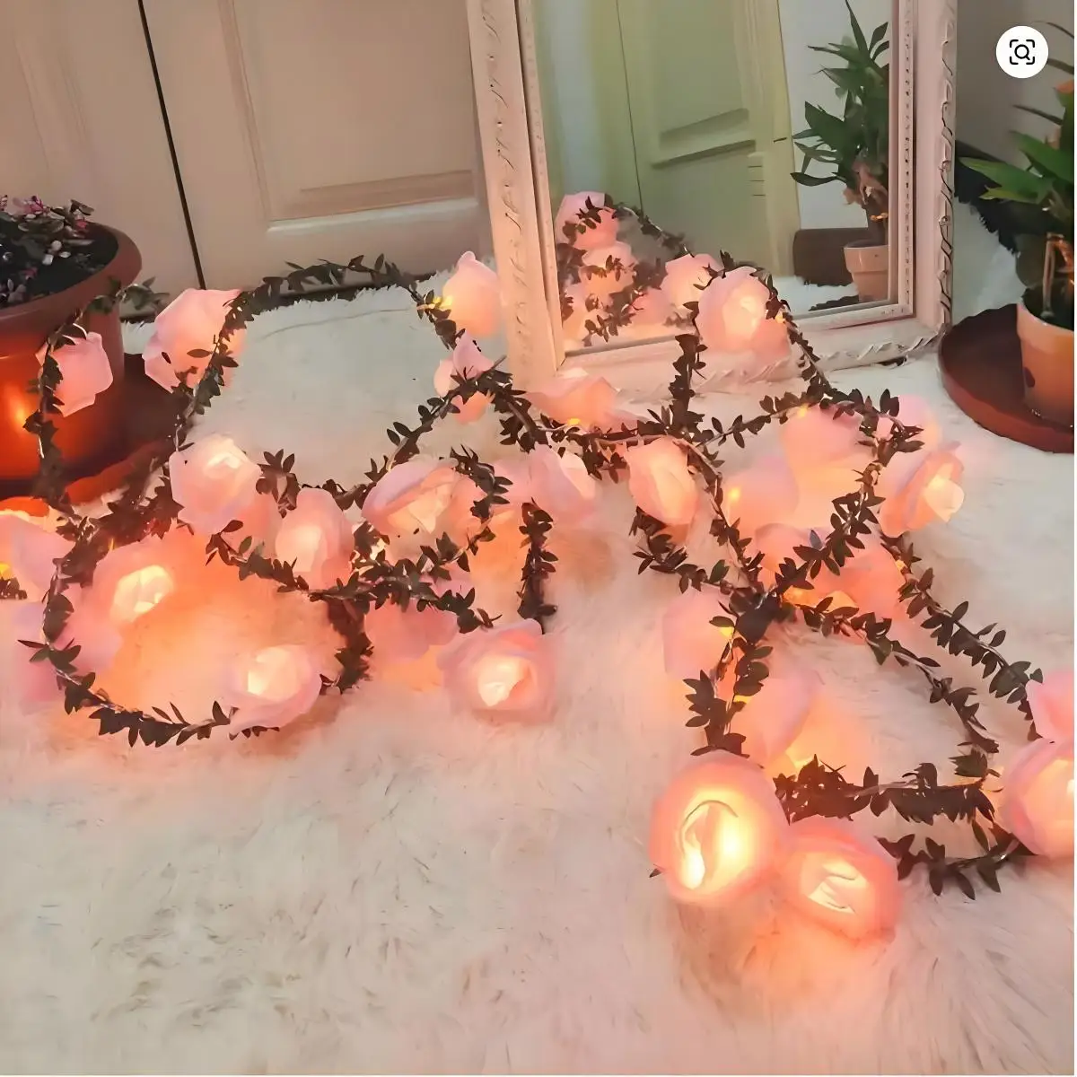 Kerstversiering 10/20 Led Rose Lichtslingers Kunstmatige klimopslinger Batterij-aangedreven Rose Nachtlampje Bruiloft Valentijnsdag Feestslinger Decoratie