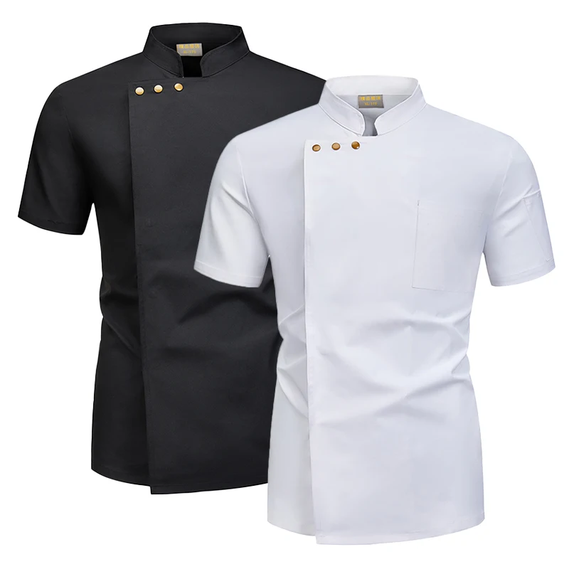 Camisa de Cocina Profesional para Servicio de Alimentos, Chaqueta de Cocinero de Hotel, Uniforme de Catering Antiarrugas y Elástico, Chaqueta de Chef, Ropa de Trabajo para Camarero
