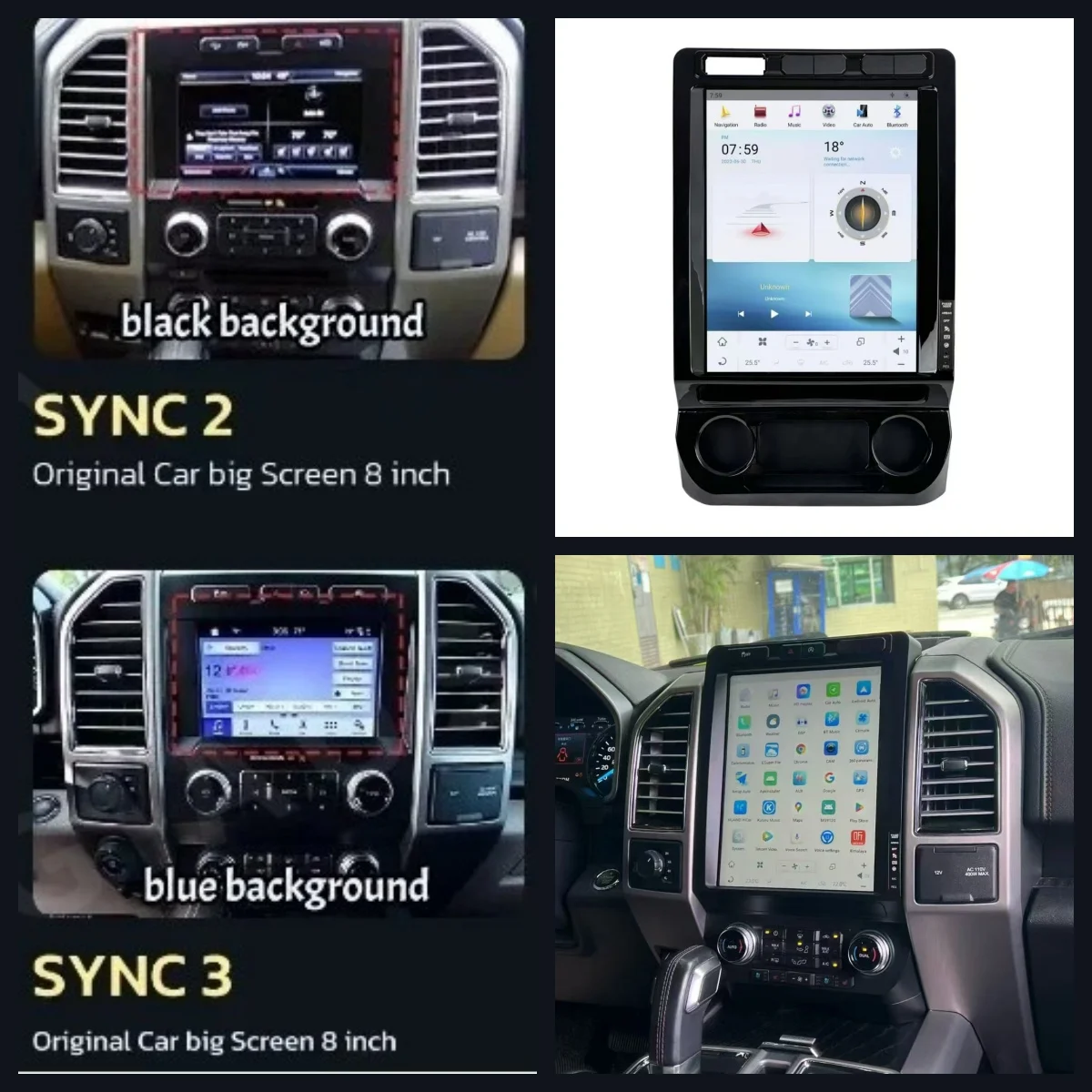 

12.1-дюймовый Android-мультимедийный плеер с GPS-навигацией для Ford F150 2015-2019, вертикальный экран, аудио, радио, CarPlay