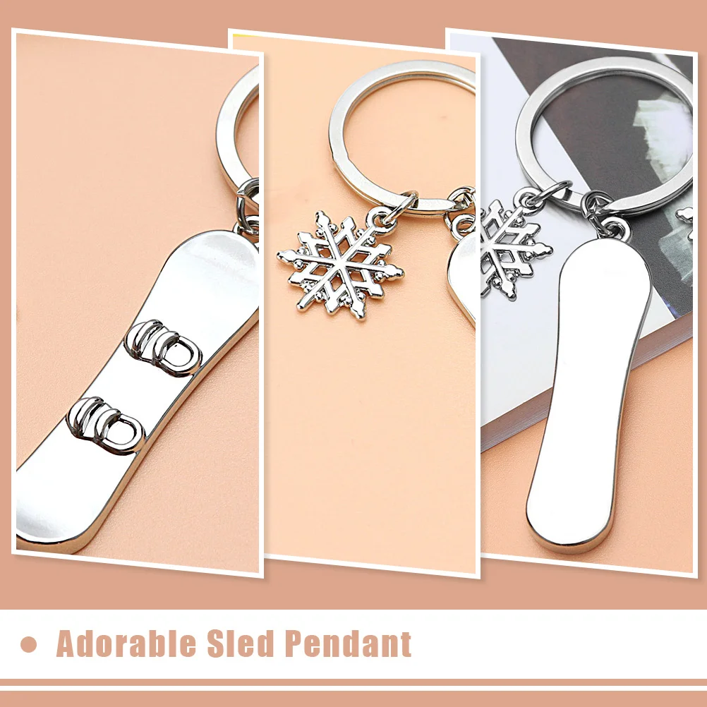 5 Pcs Snowboard Keychain Portable Skis Pendant Adorable Sled Ring Hanging Zinc Alloy Bag Child