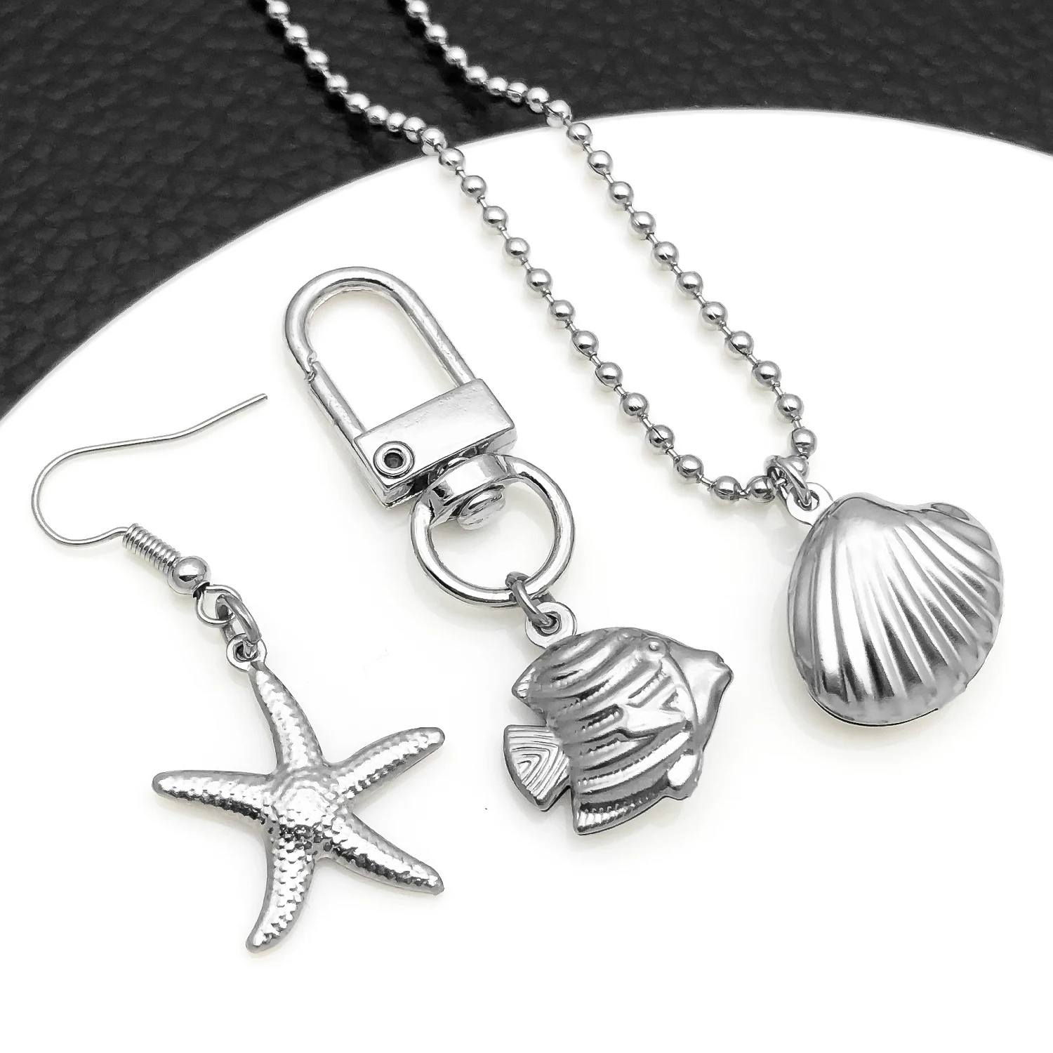20pcs Ocean Animal Stainless Steel Charms Seashell Starfish Seahorse For DIY Craft Ornament & Jewelry Making Accessories ﻿