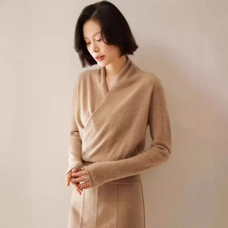 

Women's Autumn Winter Tops Sweater Knit Cardigan Bottom V-neck Outwear Vintage Simple Comfortable Casual Soft Niche Versatile