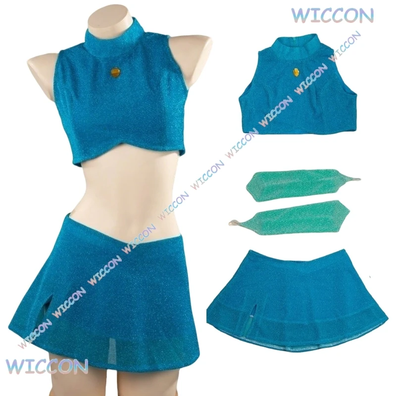 

Youkoo/Anime Club Cartoon Princess Bloom Cosplay Sparkly Skirt Adult Women Girls Style Clothes Halloween Party Dress-up Blue