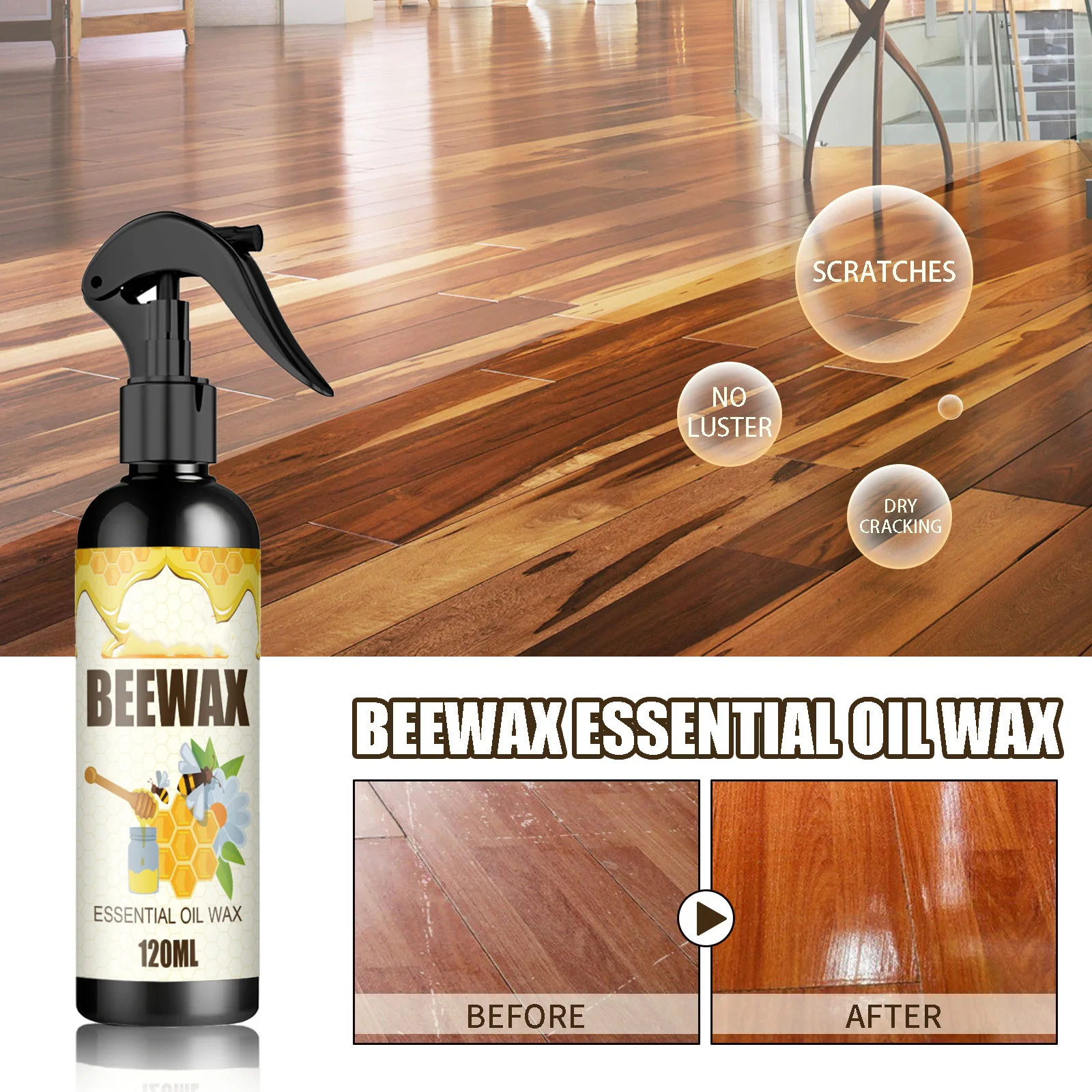 Furniture Polishing Beeswax Spray Furniture Renovation Care Wax Quick Repair Scratch Wood Table Cabinet Multi-Purpose Beeswax