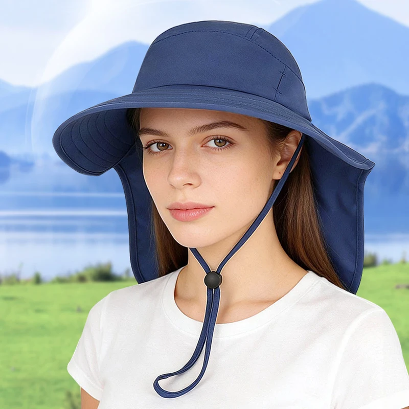 

Fisherman Hat With Neck Flap Women Men Summer Sun Protection Quick Dry Breathable Accessory For Hike Climb Outdoor Camp