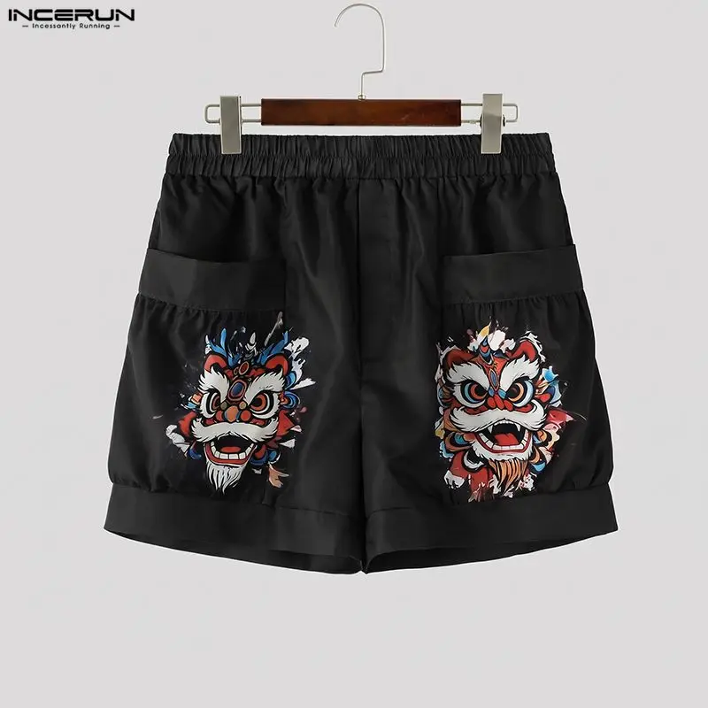 

INCERUN Men's Shorts Printing Elastic Waist Joggers Pockets Men Bottoms Summer Streetwear Loose 2026 Casual Male Shorts S-5XL
