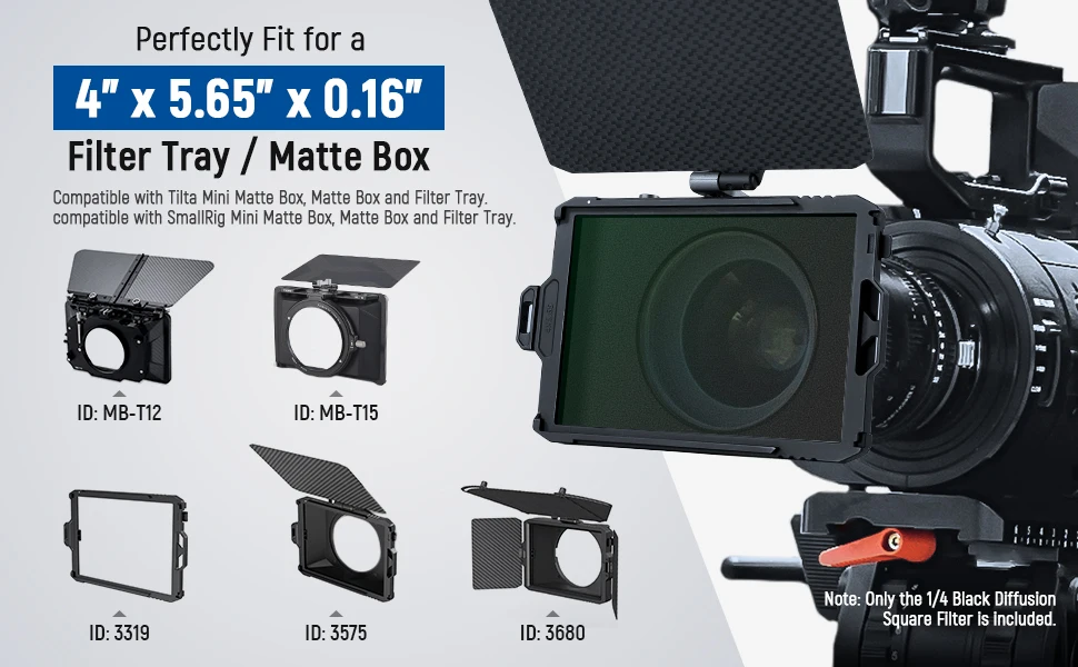 NEEWER 1/4 1/8 Black Diffusion Dreamy Effect 4"x5,65" Cinema Square Filter (rechteckig) für Tilta für SmallRig Matte Box – Detail 2