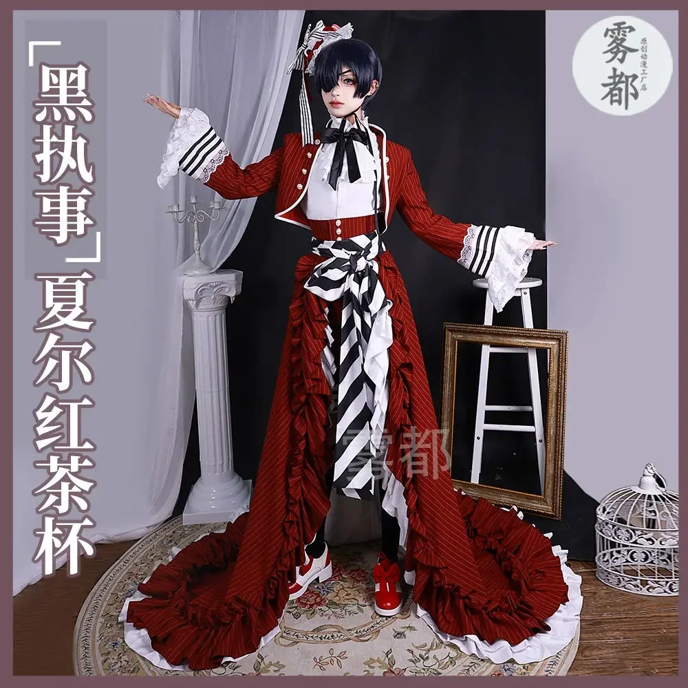 

Black Deacon Xia Er Black Tea Cup Cosplay Anime Costume Black Tea Cup Ciel Dress Sebastian Costumes Halloween Party Costume