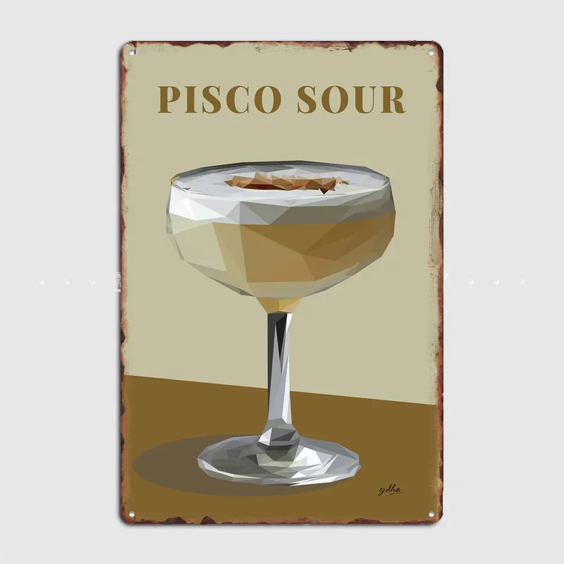 Letrero Metálico de Pisco Sour de Bajo Contenido de Polímeros, Estilo Vintage, Personalizado, para Pub, Club, Bar, Dormitorio, Decoración de Pared, Póster, Decoración de Habitación