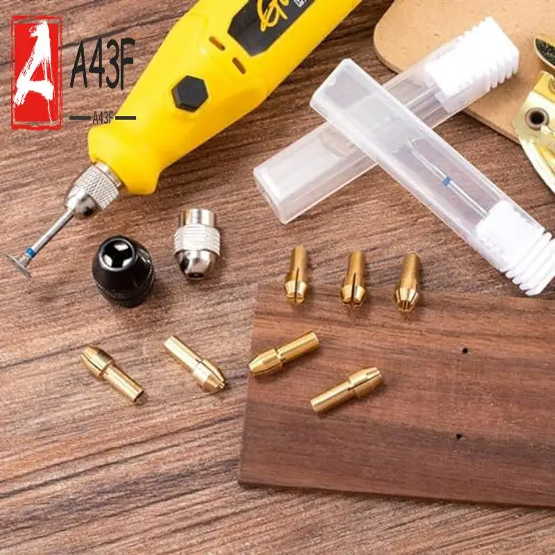 

A43F-10 шт. набор цанговых патронов для дрели, от 1/32 до 1/8 дюйма, латунная быстро вращающаяся сверлильная гайка, замена 4485 4486, дрель без ключа