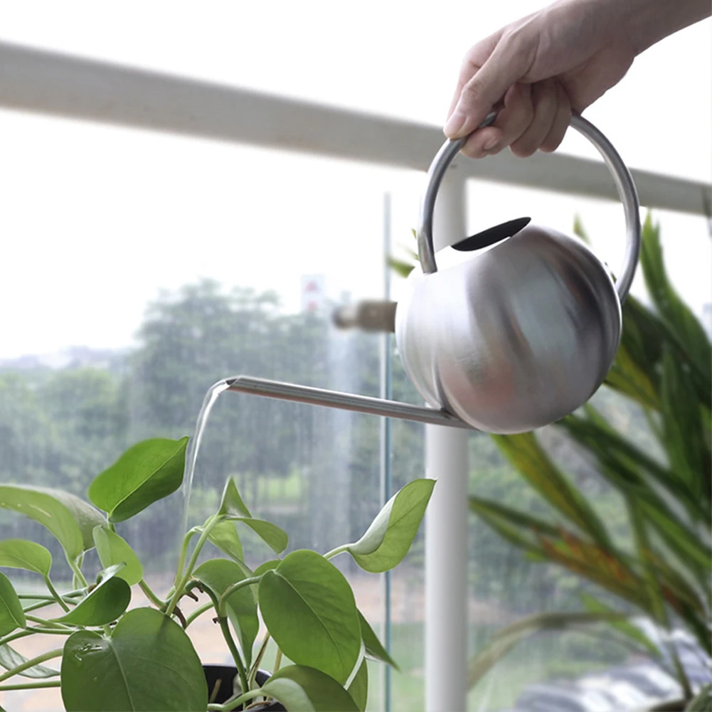 1000ml Patio Long Spout Irrigation Garden Stainless Steel Indoor Plants With Handle Home Portable Spherical Watering Can Office