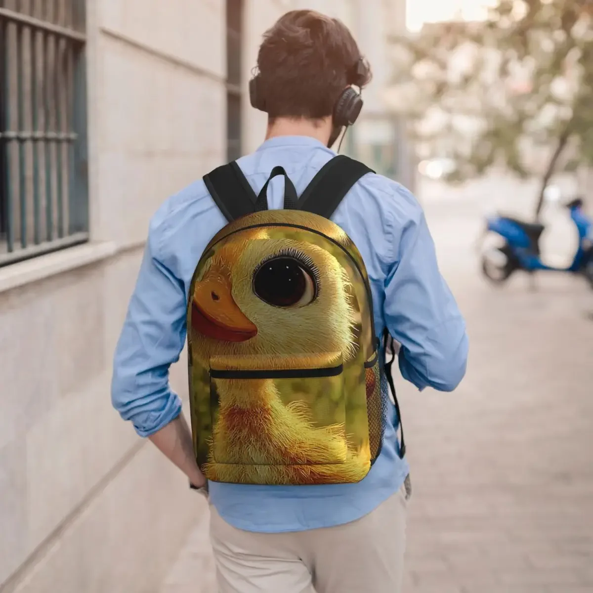 Cute Duck The Furry Duck Backpack Student BookBag Kids School Bag Laptop Shoulder Bags for Men Women