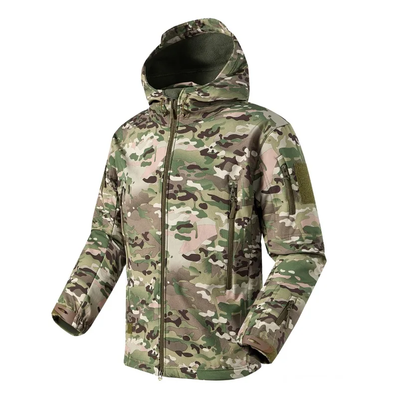 

Тактическая куртка в стиле милитари для мужчин, водонепроницаемый ветрозащитный плащ с капюшоном и несколькими карманами, осенне-зимняя уличная повседневная одежда