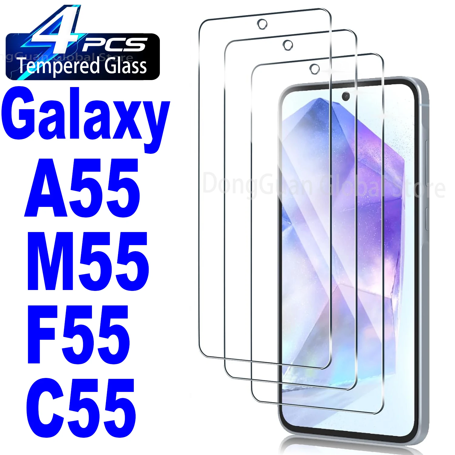 

2Pcs/4Pcs 9H Tempered Glass For Samsung Galaxy M55 A55 F55 C55 Screen Protector Glass Film