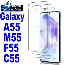 4Pcs 9H Tempered Glass For Samsung Galaxy M55 A55 F55 C55 Screen Protector Glass Film
