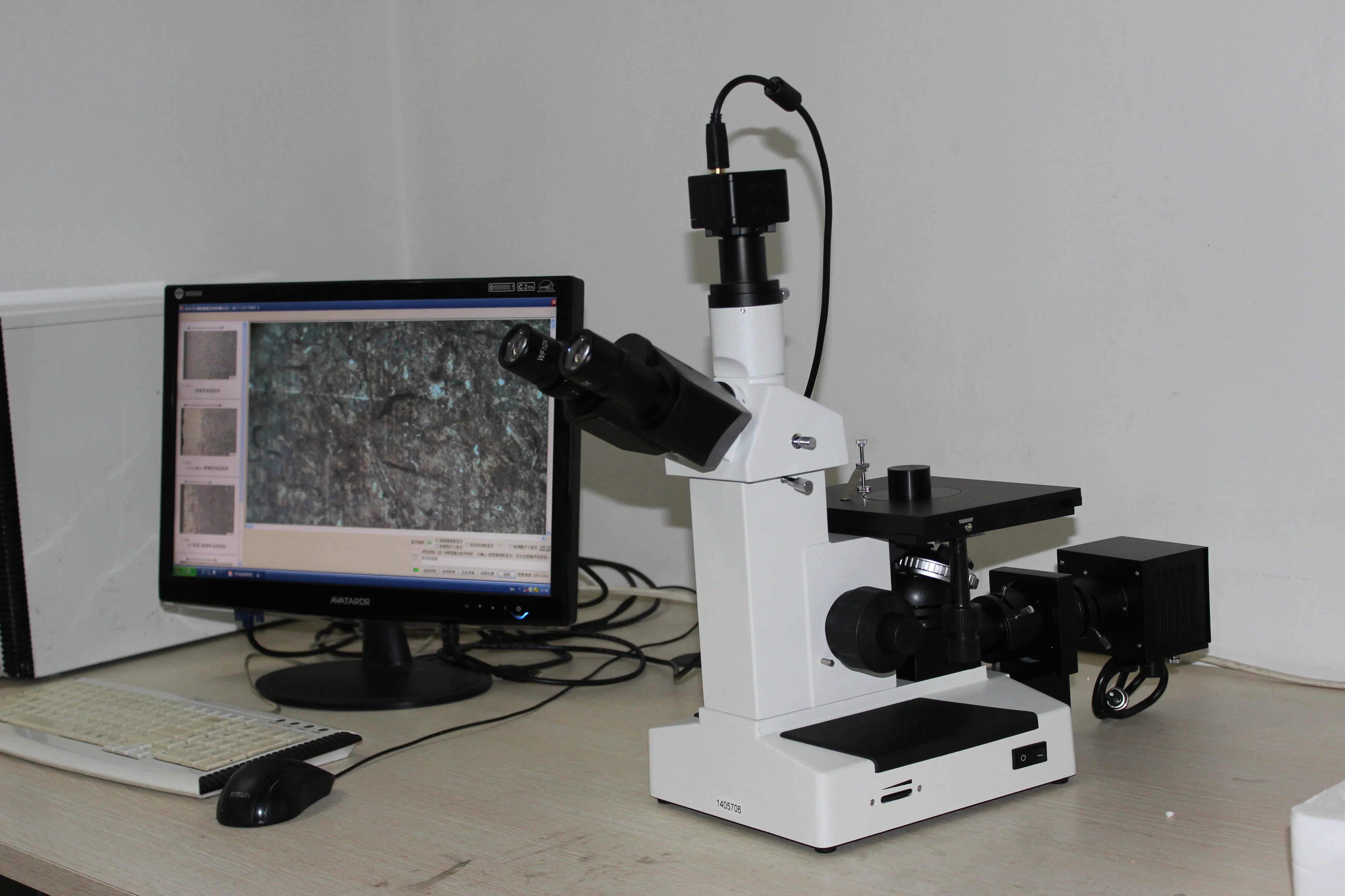 4XCE 1000X Professional Trinocular Inverted Metallurgical Microscope With Camera Image Analysis Software