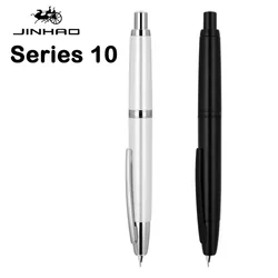 JINHAO 10 Press Fountain Pen Retractable EF F Metal Matte Black Writing Ink Pen with Converter School Office Supplies Stationery