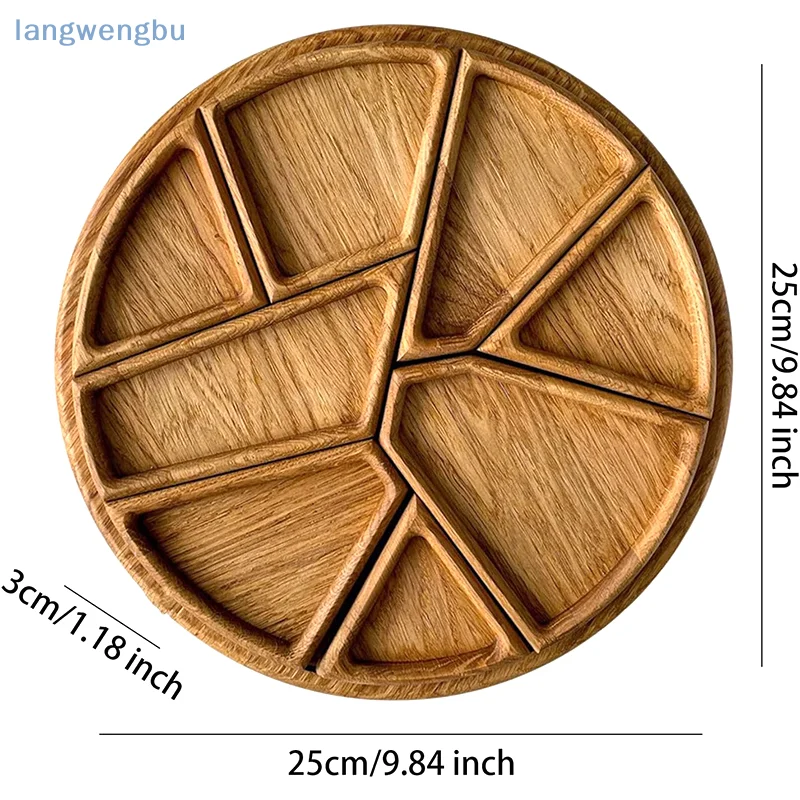 Divided Wood Serving Tray Snack Dessert Platter Fruit Appetizer Serving Plate Serving Platter Round For Candy Nuts Appetizers