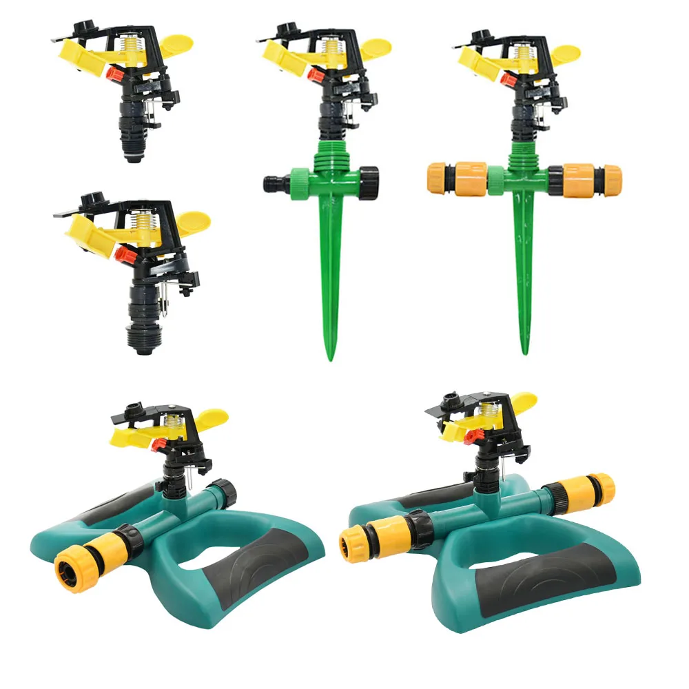 360 Degrees Rotary Whirling Sprinkler Garden Lawn Irrigation Rocker Arm Watering Nozzle With Nozzle Support Plastic Spike