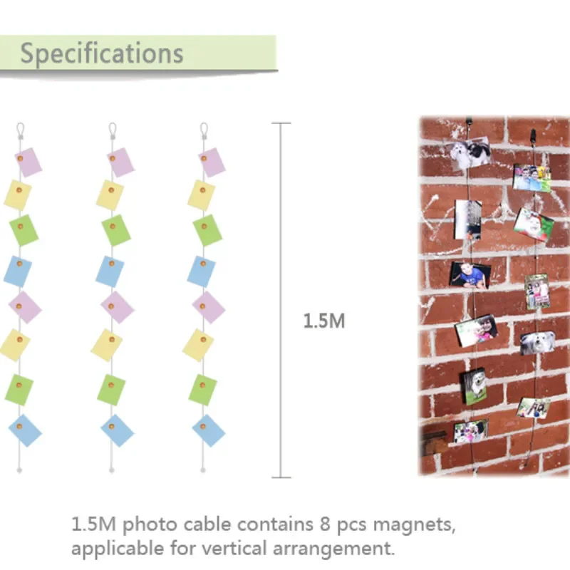 1.5 metrów kabel magnetyczny uchwyt na fotokartka z magnetycznymi klamrami magnes fotograficzny oprawka na zdjęcia wyświetlania rocznicowa dekoracja