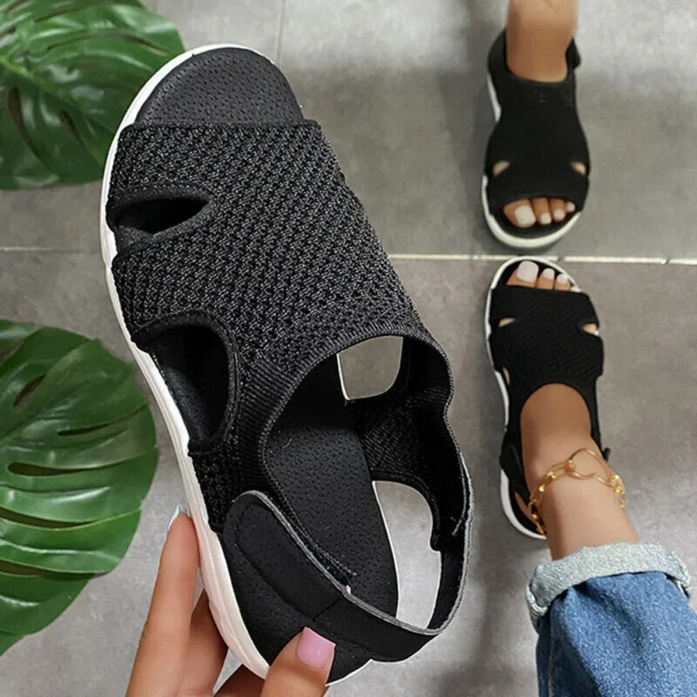 Summer Women\'s Sandals Outdoor Breathable Lightweight Casual Orthopedic Wedge Sandals Ladies Fashion Comfort Flat Shoes