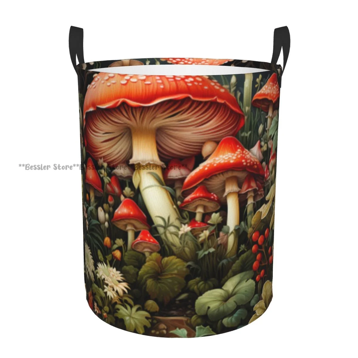 Fantasy Forest Mushrooms Waterproof Storage Bag Household Dirty Laundry Basket Folding Clothes Organizer