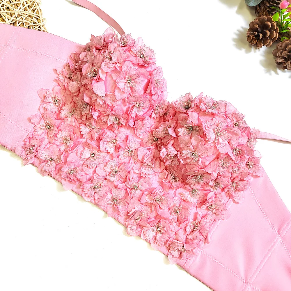 زي الرقص الشرقي للسيدات البالغات المخصص مع حزام ضيق لزهر الكمثرى الخارجي بدون حمالات