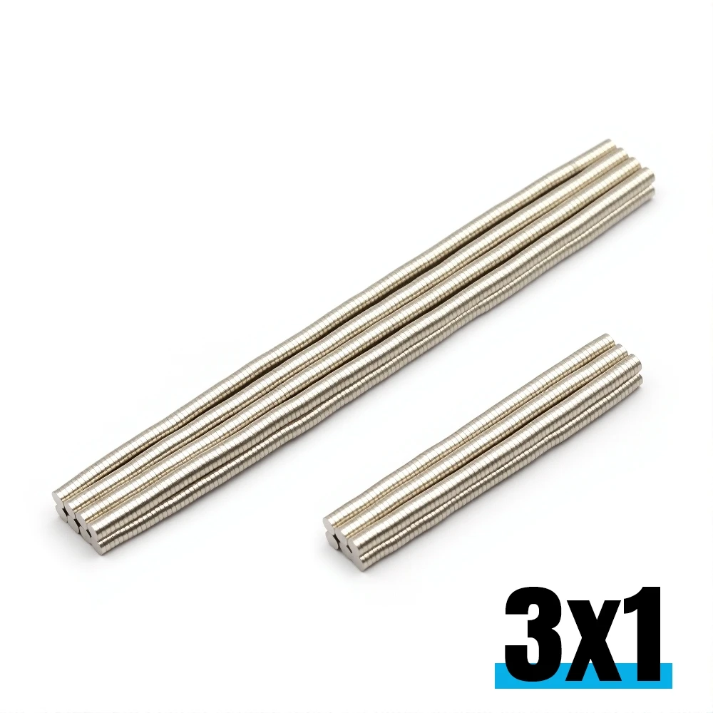 NdFeB Magnet 3x1mm Round Disc High Density Magnetic Alloy Strong Suction Anti Rust DIY Craft Home Storage Office Use