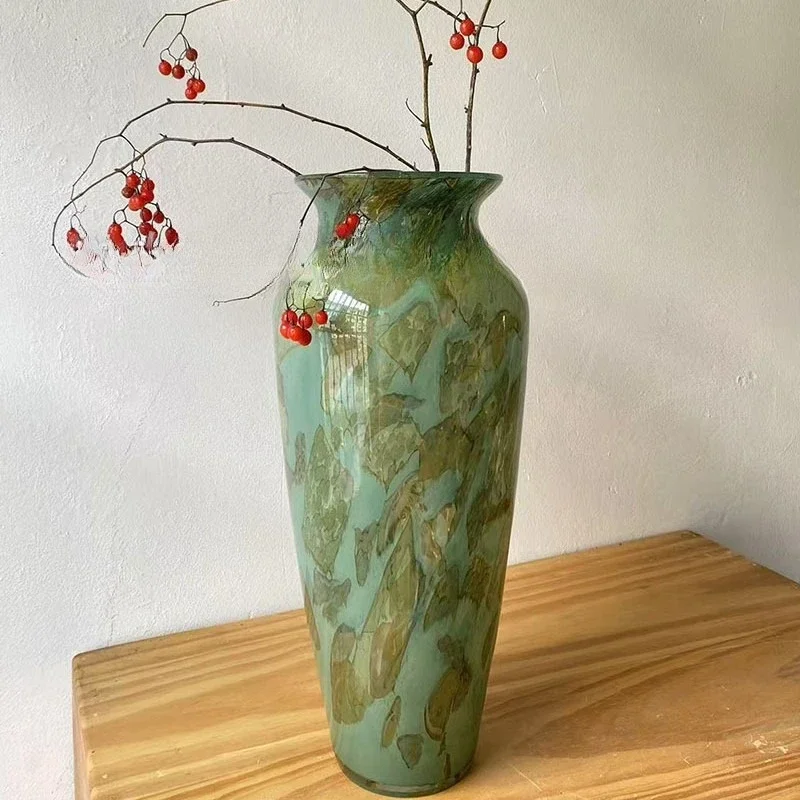 CLL new Chinese retro glazed vase high-grade light luxury arrangement glass flower ware decorative utensils