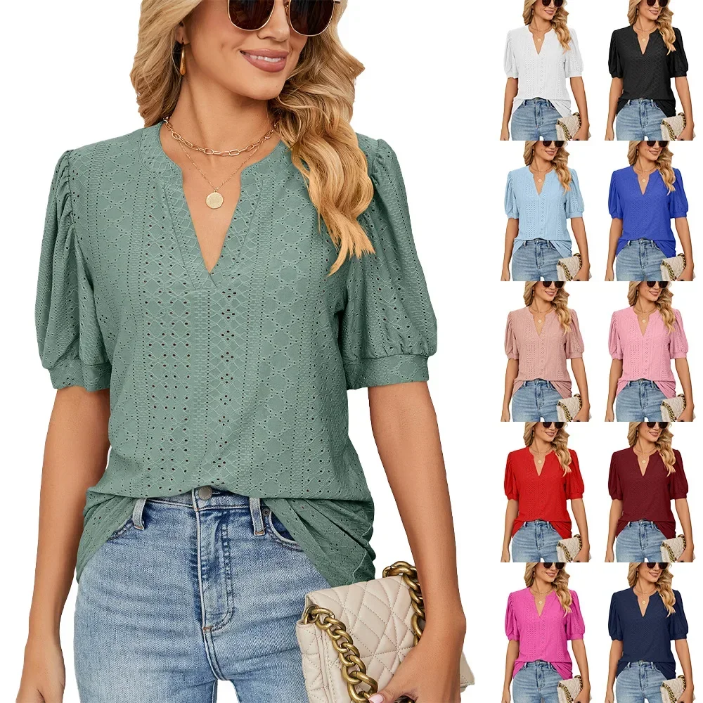 

Solid Casual Loose Blouses For Women Fashion 2023 Summer Vintage Women's Oversized Shirts And Blouses Elegant Youth Female Tops