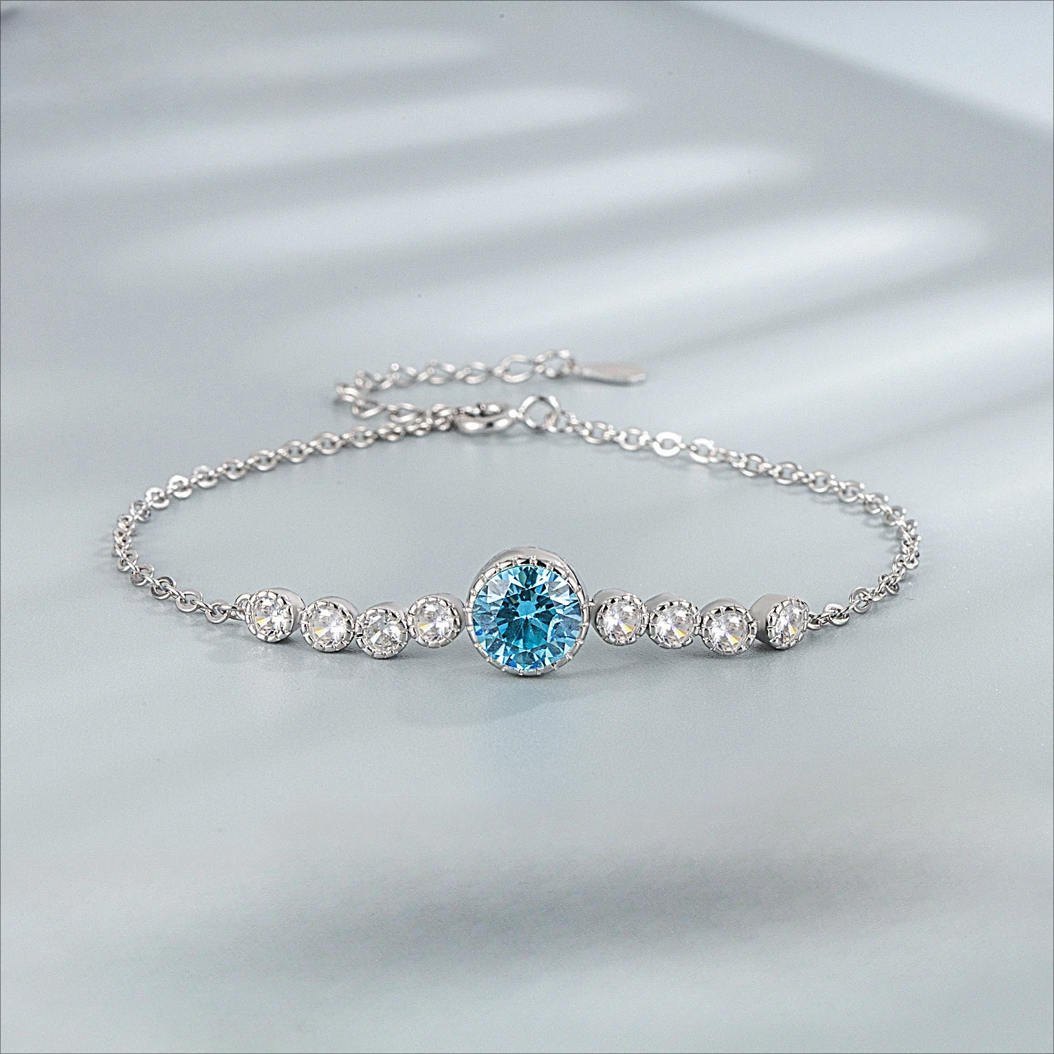

CHKAWOCI Sterling Silver S925 Zircon Valentine's Day Gift Heart of the Ocean Bracelet Women's dinner wedding accessories