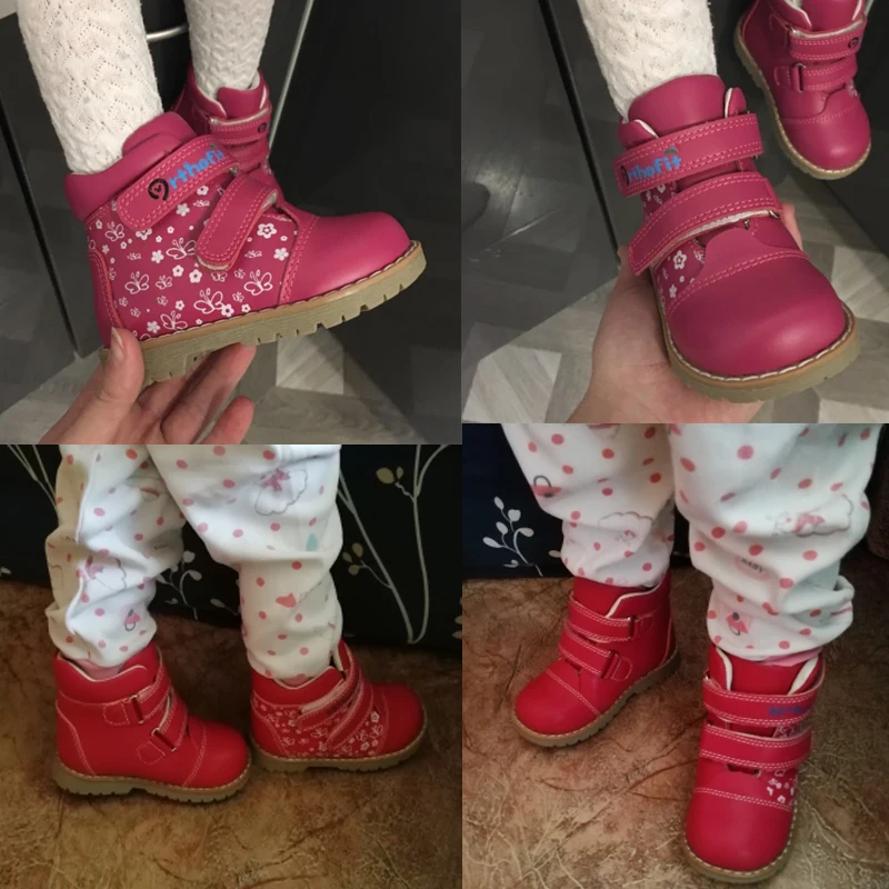 Ortolucland bambini ragazze scarpe bambino in pelle Casual calzature ortopediche primavera autunno inverno Flatfeet stivaletti