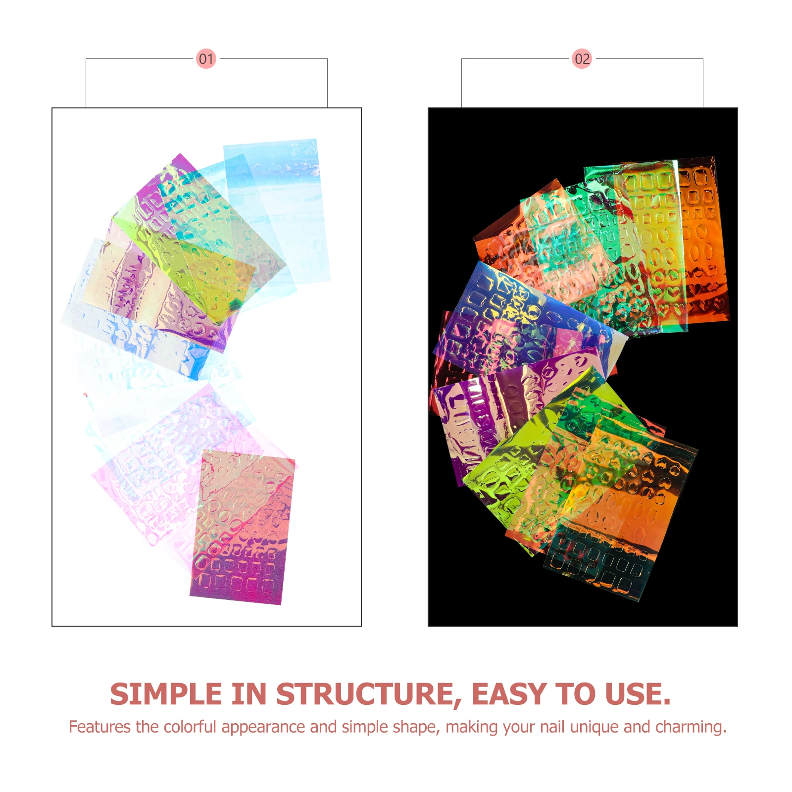 

11 Sheets Art Stickers Effect Colorful Decals Unique Manicure Decor Self-Adhesive Sticker Diy Creative Glass Nail Art