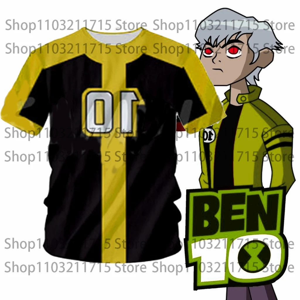 2025 شعبية أنيمي Omnitrix Ben10 تأثيري تي شيرت ثلاثية الأبعاد بن تينيسون طباعة طفل الكرتون المحملة الصيف جديد الرجال النساء المتضخم Y2k القمم