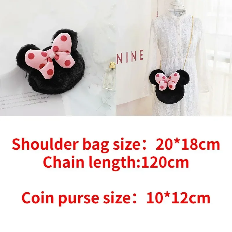 Disney Mickey Messenger Bag Minnie Mouse Shoulder Makeup Storage Bags Cartoon Women Girls Shopping Coin Wallet Kawaii Plush Bag