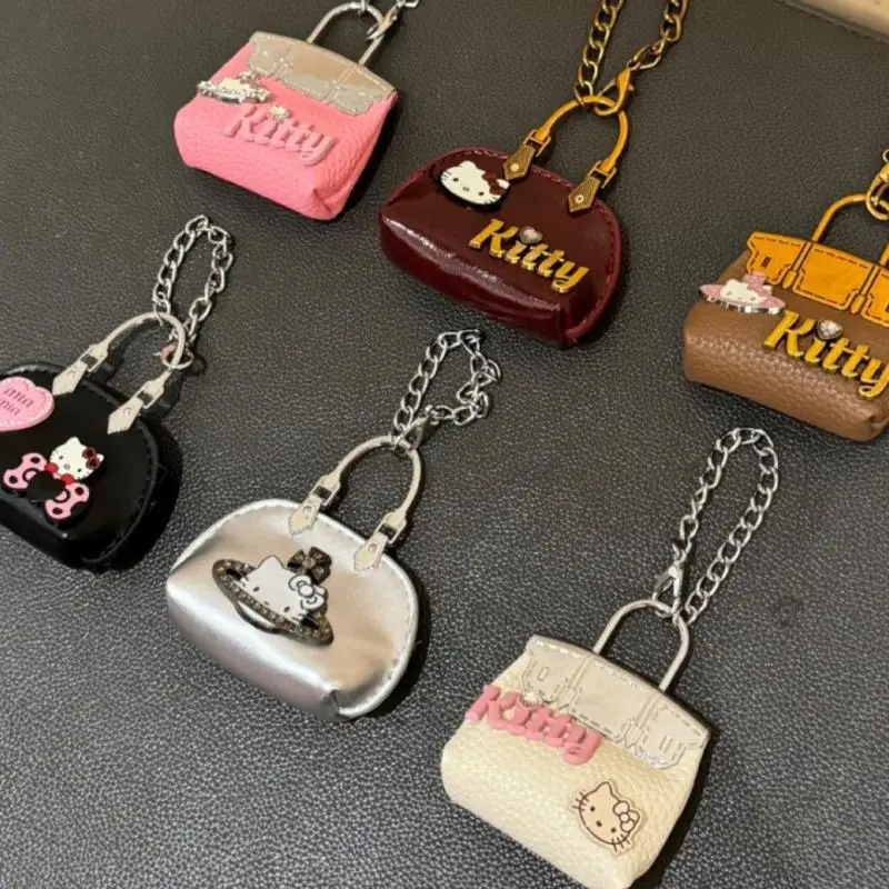 

Kawaii Sanrio Hello Kitty Mini Bag Backpack Pendant Cartoon Keychain Zipper Decoration Girl Birthday Gift Creative Peripherals