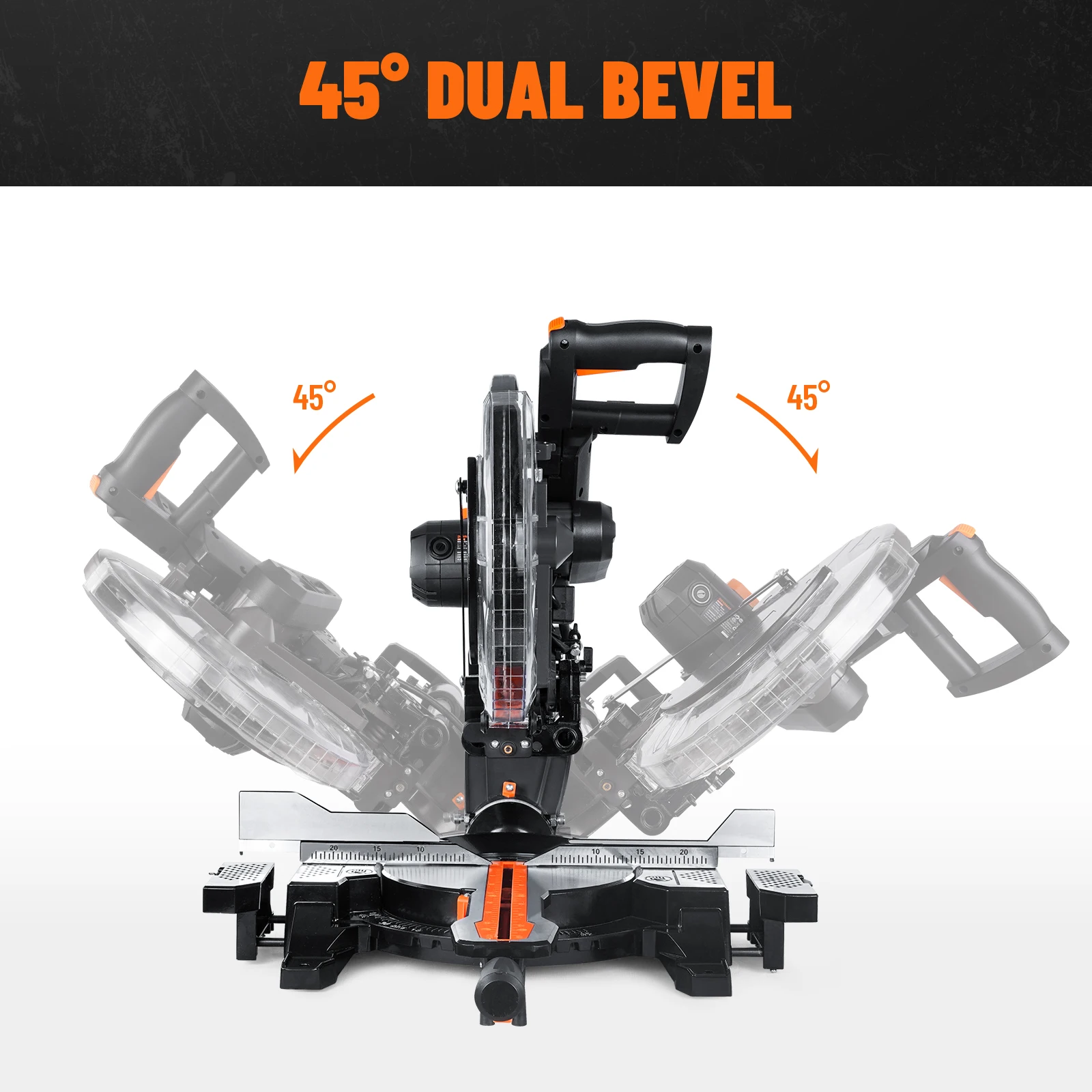 DOVAMAN 12-In Dual-Bevel Sliding Miter Saw, 3800RPM, 4.2x13in Cut, Laser Guide, 0-45° Bevel/Miter, 9 Stops, 15A Corded