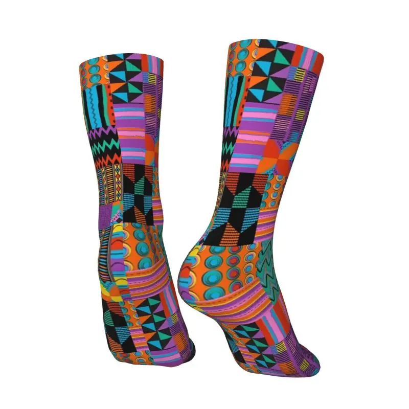 Unique Wax Print Ankara Kente Pattern Dress Socks Men's Women's Warm Fashion Novelty Africa Ethnic Tribal Art Crew Socks